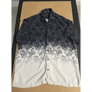 Tommy Bahama Extra Large Adult Button Shirt Silk Blend Floral Black Gray Mens